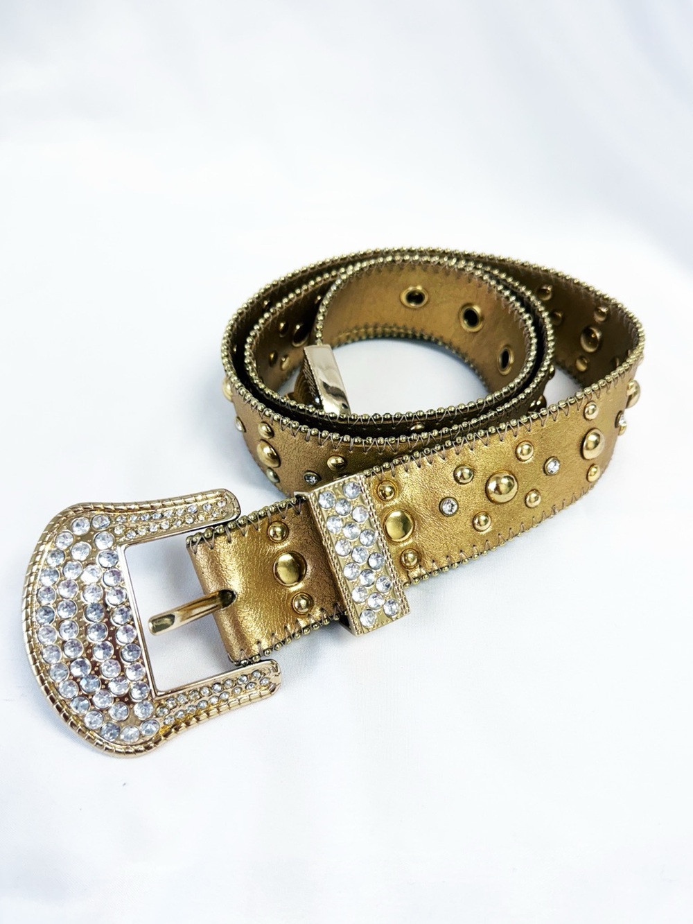 KATHY VAN ZEELAND Beaded Gold Belt Size Medium